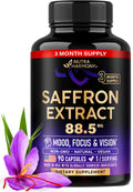 Natural Saffron Supplements - Pure Saffron Extract 88.5 mg - Mood | Focus | Vision | Energy Support - Eye Health for Women & Men - Lab Tested - NonGMO Vegan Pills