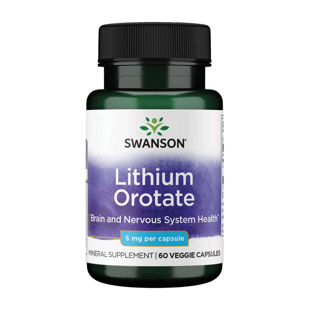 Swanson Lithium Orotate Mood and Memory Support Supplement for Stress-Prone Adults Seeking Emotional Wellness - 5 mg Elemental Lithium (60 Veggie Capsules) SwansonBuy Supplements Australia