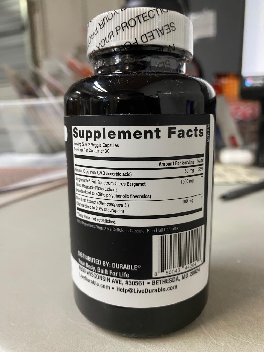 Durable Heart Bergamonte Citrus Bergamot 1000mg + Olive Leaf and Vitamin C Healthy-Cardiovascular Formula for Rate and Pressure, Healthy Cholesterol Pills