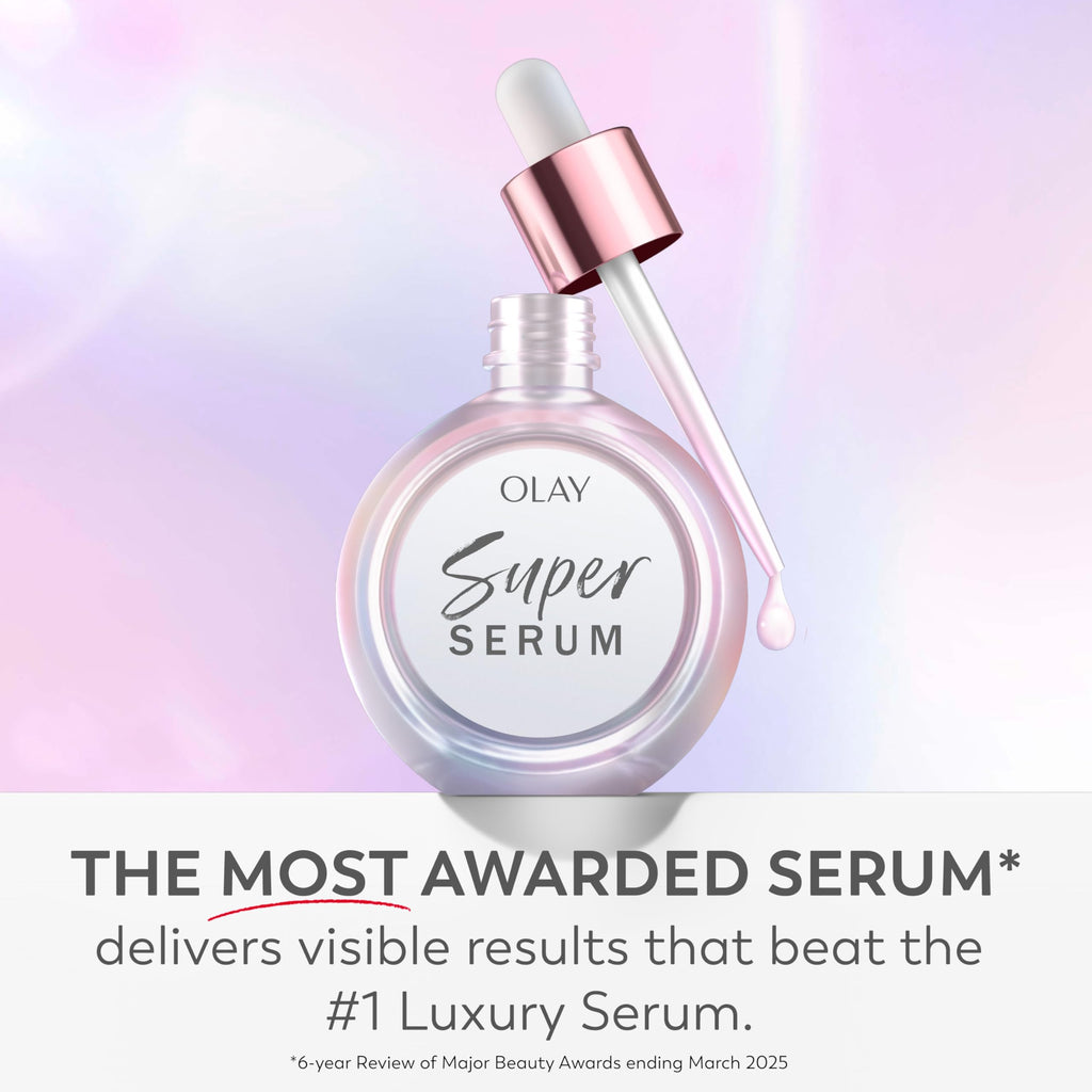 Olay Super Serum - Glow Serum for Face - Activated Niacinamide, Vitamin C & E, Collagen Peptide, AHA - 5-in-1 Benefits - Brightens, Hydrates, Smooths,