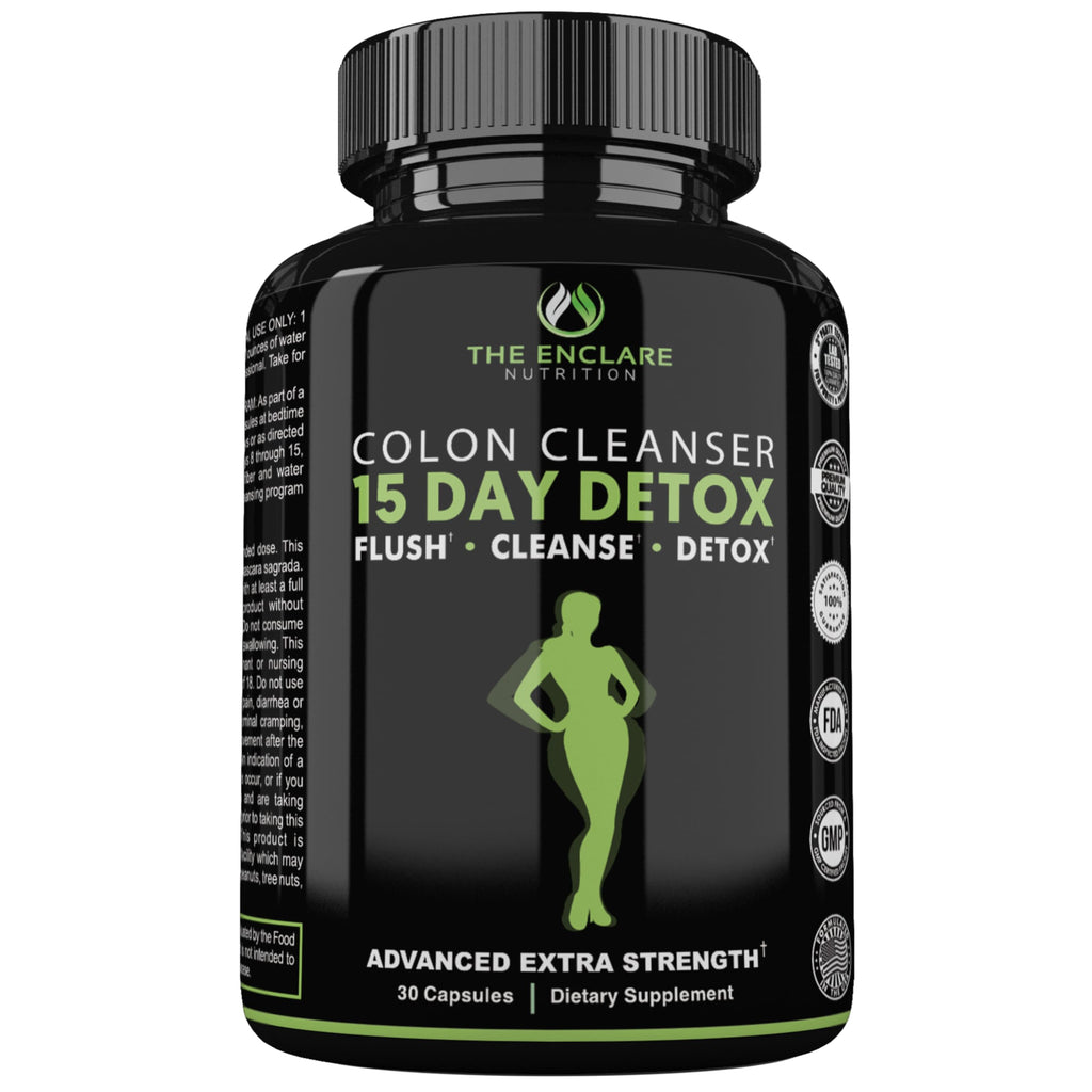 THE ENCLARE NUTRITION Colon Cleanse 15 Day Gut Cleanse Pills - Colon Cleanser for Women & Men - Psyllium Probiotic Laxatives for Constipation, Bloating Relief,