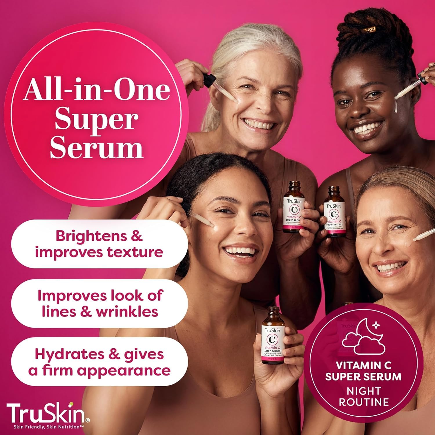 TruSkin Vitamin C Super Serum for Face - Five Skin Benefits in One Serum with Vitamin C, Retinol, Niacinamide, Hyaluronic Acid & Squalane