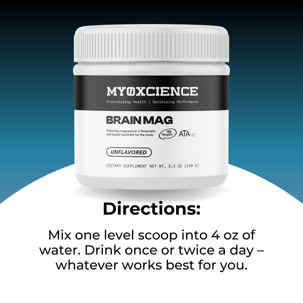 MYOXCIENCE Brain Mag | Magnesium L-Threonate Magtein & Magnesium Glycinate Powder (Unflavored) (60 Servings) MYOXCIENCE buy supplements Au