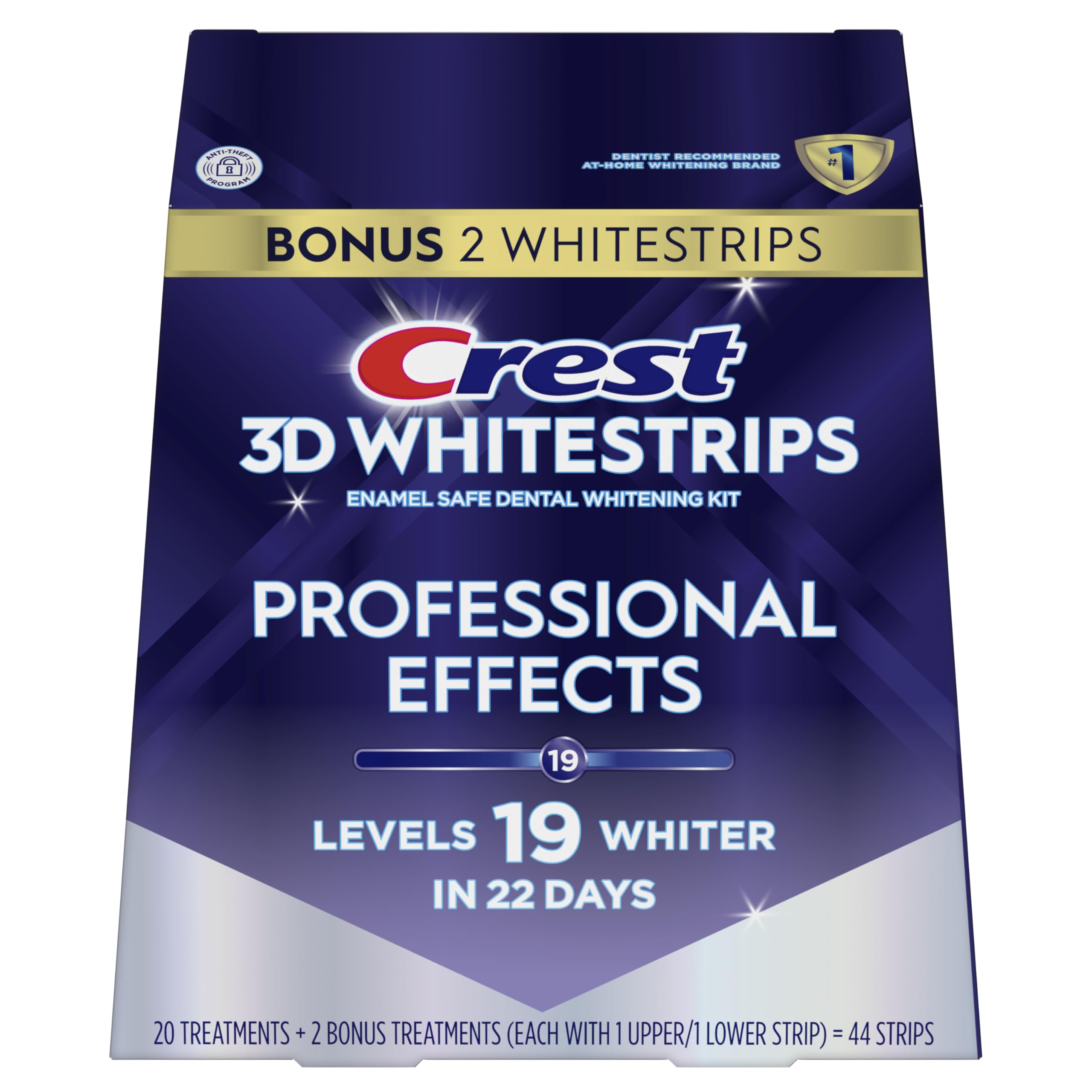 Crest 3D Whitestrips Professional Effects – Teeth Whitening Kit, 22 Treatments (20 + 2 Bonus), Each with 1 Upper/1Lower, 44 Strips