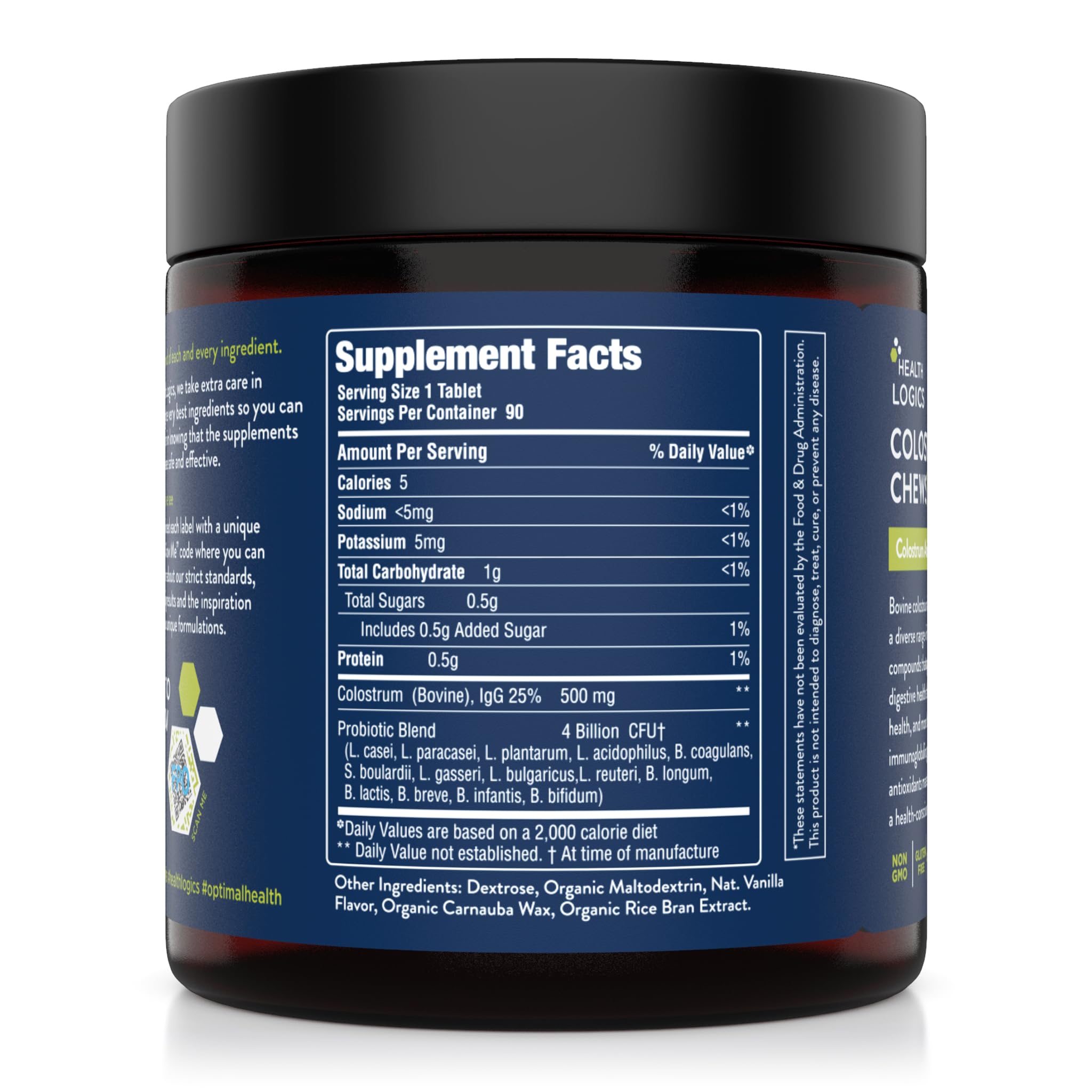 Health Logics Colostrum Chews-Colostrum Supplement 25% IgG for Gut Health, Immune Support, Hair Growth, Vanilla Flavor, 90 Servings
