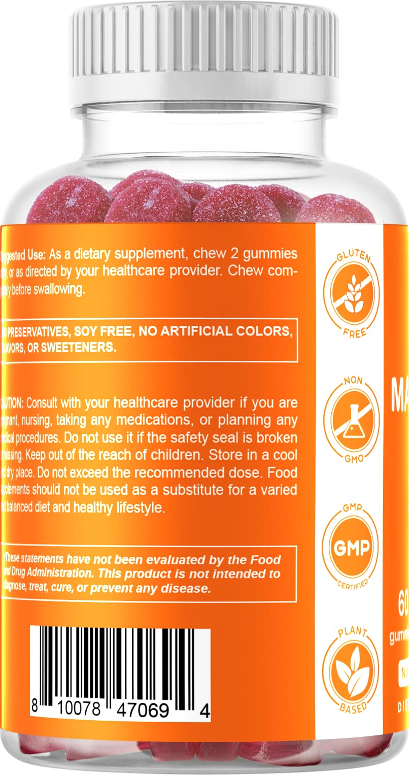 Vitamatic Magnesium Gummies 600mg per Serving – 60 Vegan Gummies – Relaxation, Muscle, Bone & Energy Support – 3 Pack