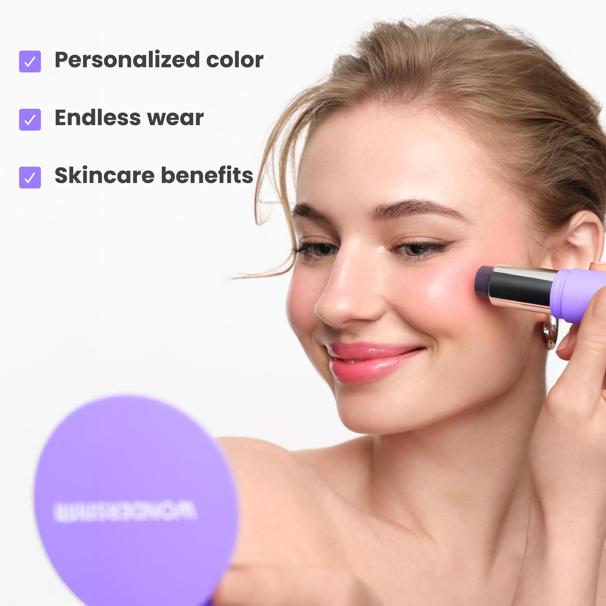 Wonderskin Cream Blush Stick pH-Activated - pHlush Stick Multi-Use, Blush for Cheeks and Lips, Cooling Nourishing Color-Adjusting Makeup