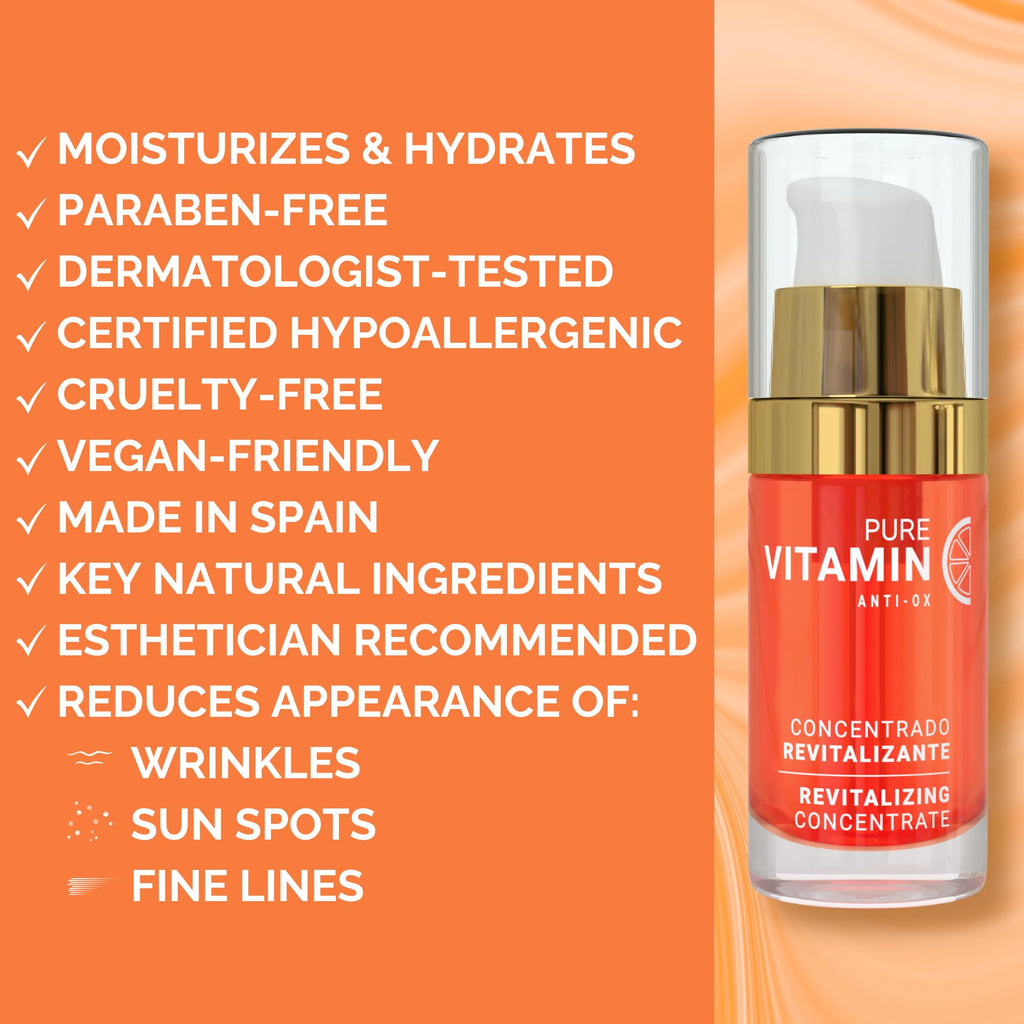 Noche Y Dia Vitamin C Serum for Mature Skin - Made in Spain - Anti Aging Formula Hydrates, Moisturizes, Firms - Targets Sun Spots