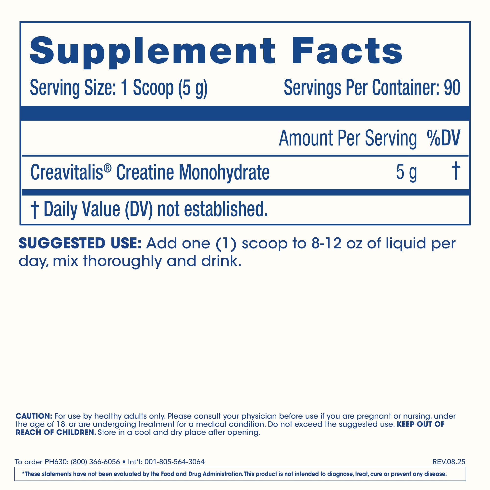 ProHealth Longevity Micronized Creatine. Pharmaceutical Grade Creatine Monohydrate is Easier on Kidneys. Supports Brain Function and Muscle Growth as You Age. 5 g/Serving, 90 Servings, 3 Month Supply