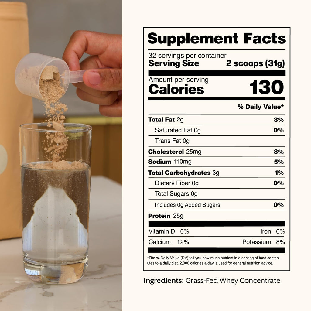 ProMix Nutrition Whey Protein Powder, Grass Fed, Unsweetened, Hormone Free - 25g Protein per Serving, Sugar Free,