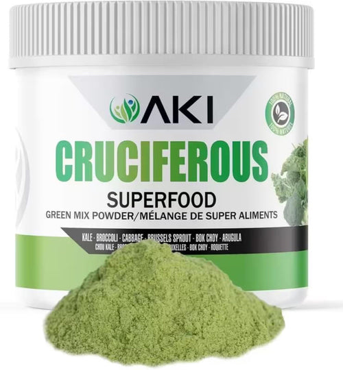 AKI Cruciferous Superfood Green Mix Powder - Made from Kale, Broccoli, Brussels Sprouts, Cabbage - Packed with Essential Phytonutrients & Vitamins ((5.3oz/150g)) AKI ORGANICBuy Supplements Australia