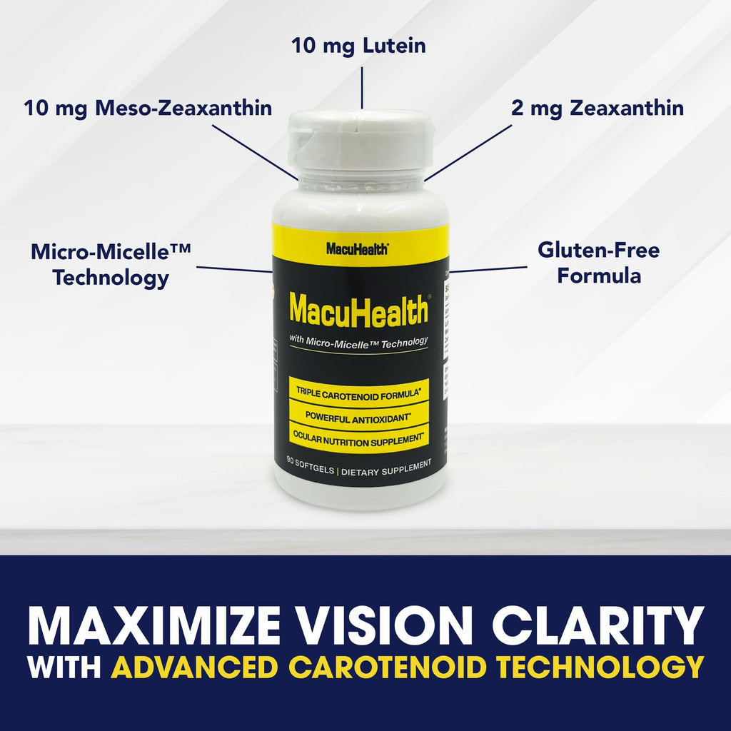 Macuhealth Triple Carotenoid Formula - Eye Vitamins for Adults - 90 Softgels, 3 Month Supply
