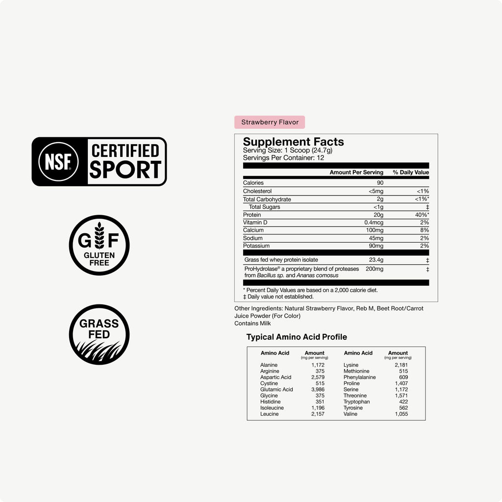 Momentous Essential Grass-Fed Whey Protein Powder - 20 g Whey Isolate Protein - NSF Certified for Sport - Gluten-Free - 12 Servings for Essential Everyday Use