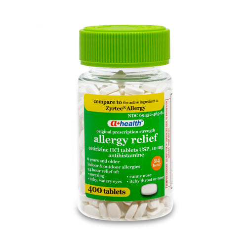 A+Health Cetirizine HCl 10mg Tablets, 24 Hour Allergy, Antihistamine, Indoor & Outdoor Allergies, Relief from Sneezing, Itchy Throat, Watery Eyes, 400 Count A+Health buy supplements Au