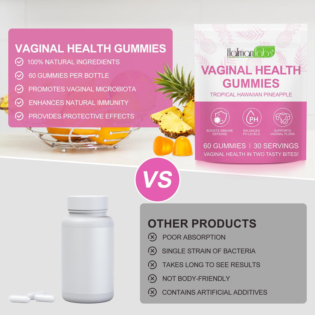 MXCZBSM Vaginal Probiotics Gummies for Women, PH Balance for Women, Hawaiian Pineapple Gummies for PH Health, Improve Immune, Women's Vaginal Health Supplement, 60 Gummies