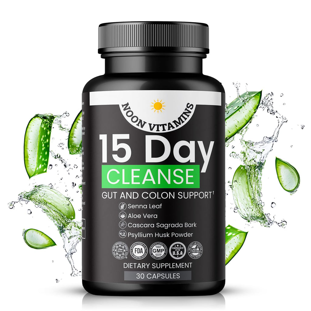 15-Day Colon Cleanse & Gut Detox – Natural Probiotic Cleanser with Senna Leaf, Psyllium & Aloe – Halal for Men & Women – Supports Digestive Health