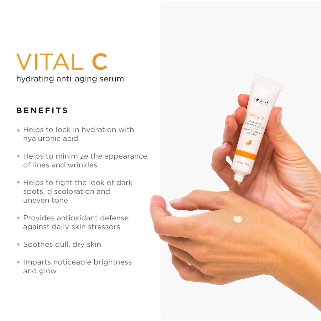 IMAGE Skincare, VITAL HYDRATION 3-Step Vitamin C Routine, Made with Hyaluronic Acid for Anti-Aging, Dry, Dull Skin, 3 Piece Skin Care Set