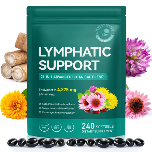 240 Softgels 21-in-1 Liposomal Lymphatic Drainage Supplements, 4275mg Lymph System Support Supplement for Women & Men,Herbal Blend,with Dandelion, Burdock, Echinacea,Rutin, Turmeric,Cleavers & More Ruduwu buy supplements Au