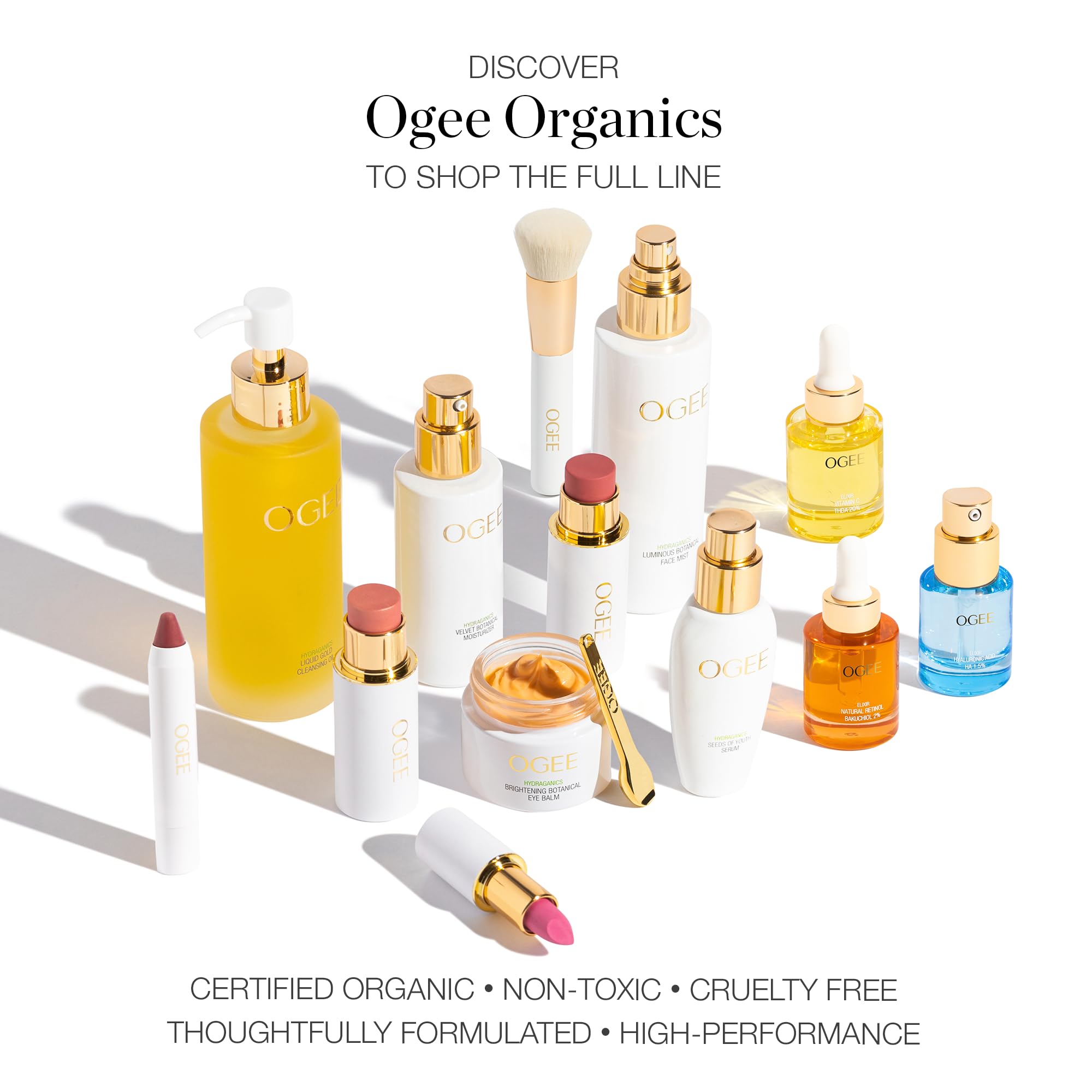 Ogee Sculpted Face Stick (ROSE QUARTZ - ROSE BLUSH) Certified Organic Blush Stick - Multi-Use Cream Blush Stick for Cheeks, Lips & Face