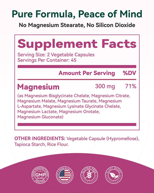 9-in-1 Magnesium Complex, 300mg Magnesium from 9 Organic Forms, Glycinate, Citrate, Malate, High Absorption for Sleep & Relaxation, Energy & Muscle Support, 90 Capsules Inner Brightness buy supplements Au