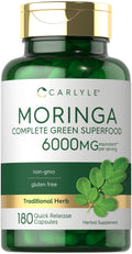 Carlyle Moringa Oleifera Supplement | 180 Capsules | Complete Green Superfood for Women and Men | Non-GMO and Gluten Free | from Moringa Leaf Powder CarlyleBuy Supplements Australia
