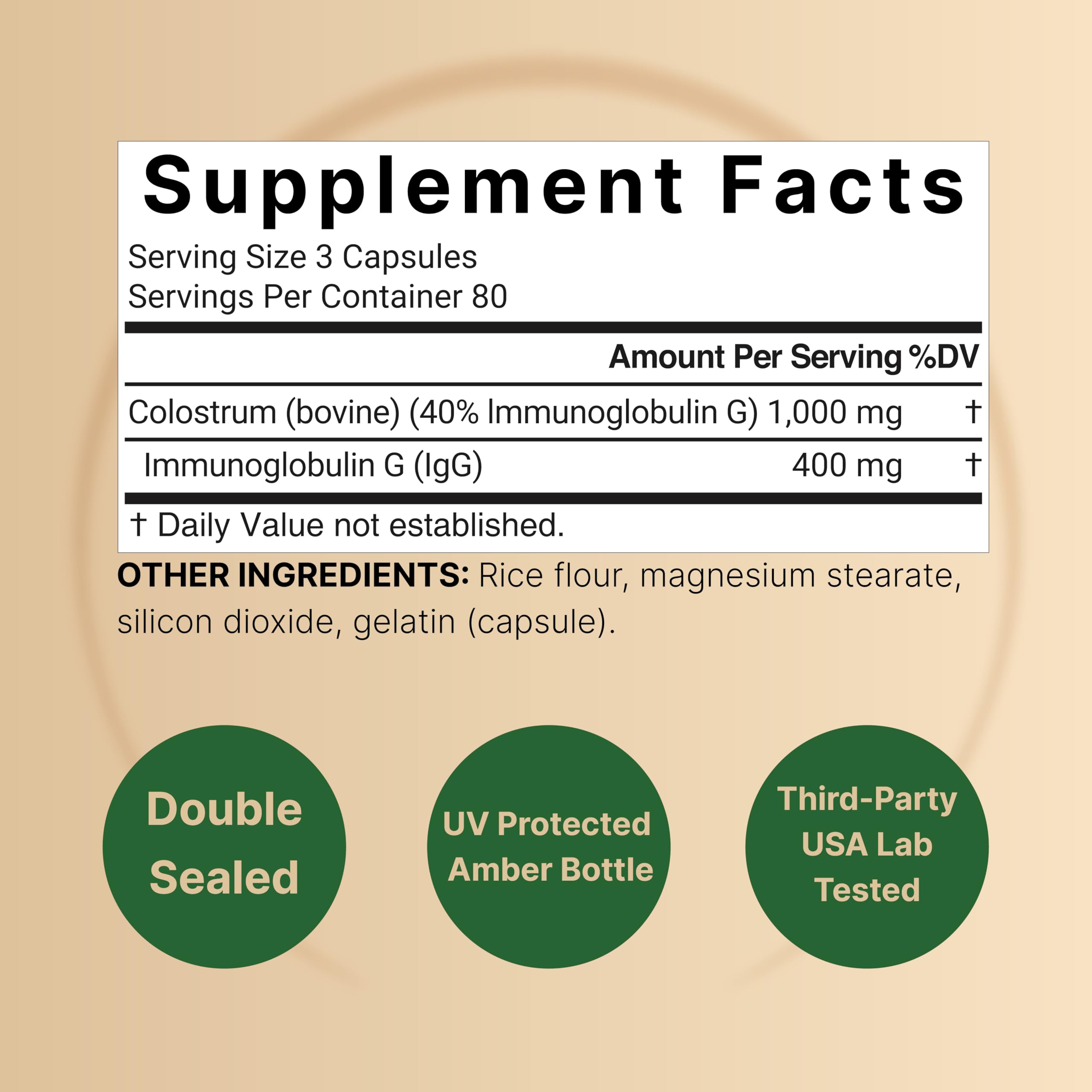 NatureBell Bovine Colostrum Supplement 1,000mg Per Serving, 240 Capsules | 40% IgG Colostrum Powder for Gut Health, Bloating, Skin,
