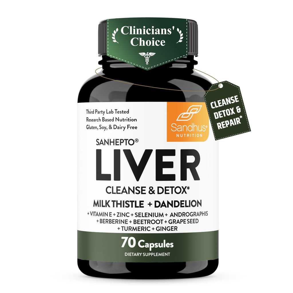 Sandhu's Liver Cleanse Detox & Repair Support Capsules with Milk Thistle & Dandelion Root | Herbal Supplement Pills for Liver Health