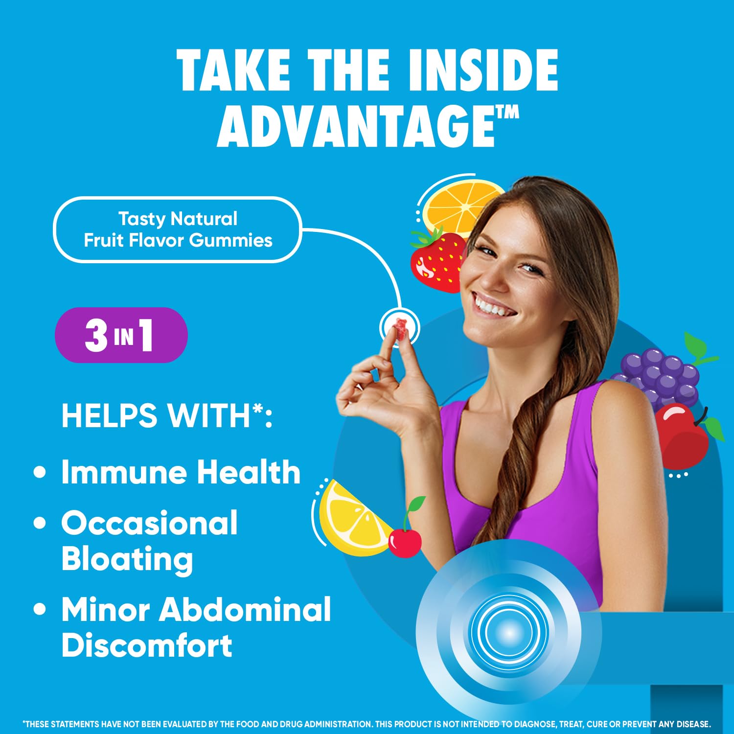 Digestive Advantage Daily Probiotic Gummies for Digestive Health, Gut Health & Immune Support, Probiotics for Men and Women (80ct) - Delicious Natural Fruit Flavor* (Pack of 3)