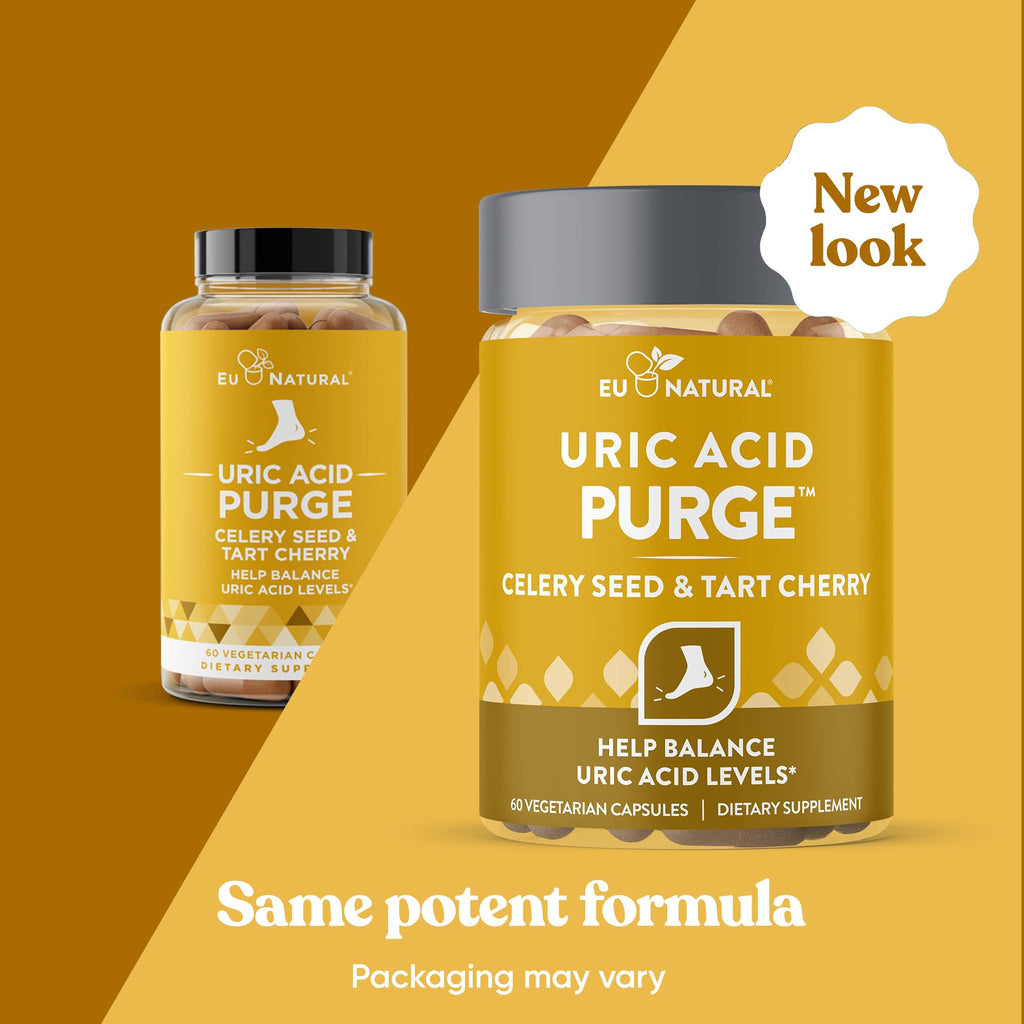Eu Natural Purge Uric Acid Flush - Eat & Drink What You Want - Uric Acid Support for Joints & Mobility with Celery Seed, Tart Cherry