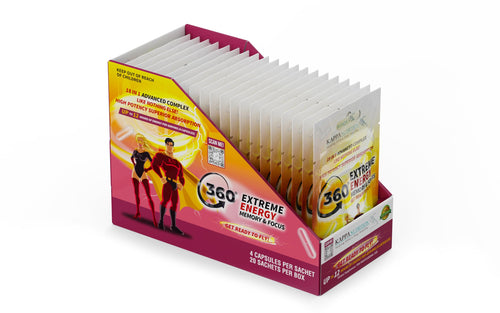 360 Extreme Energy, Memory & Focus (1 Display 20 Sachets (4 Capsules ea) KAPPA NUTRITIONBuy Supplements Australia
