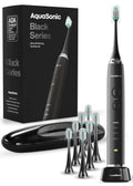 Aquasonic Black Series Ultra Whitening Toothbrush – ADA Accepted Electric Toothbrush- 8 Brush Heads & Travel Case – 40,000 VPM Electric Motor & Wireless