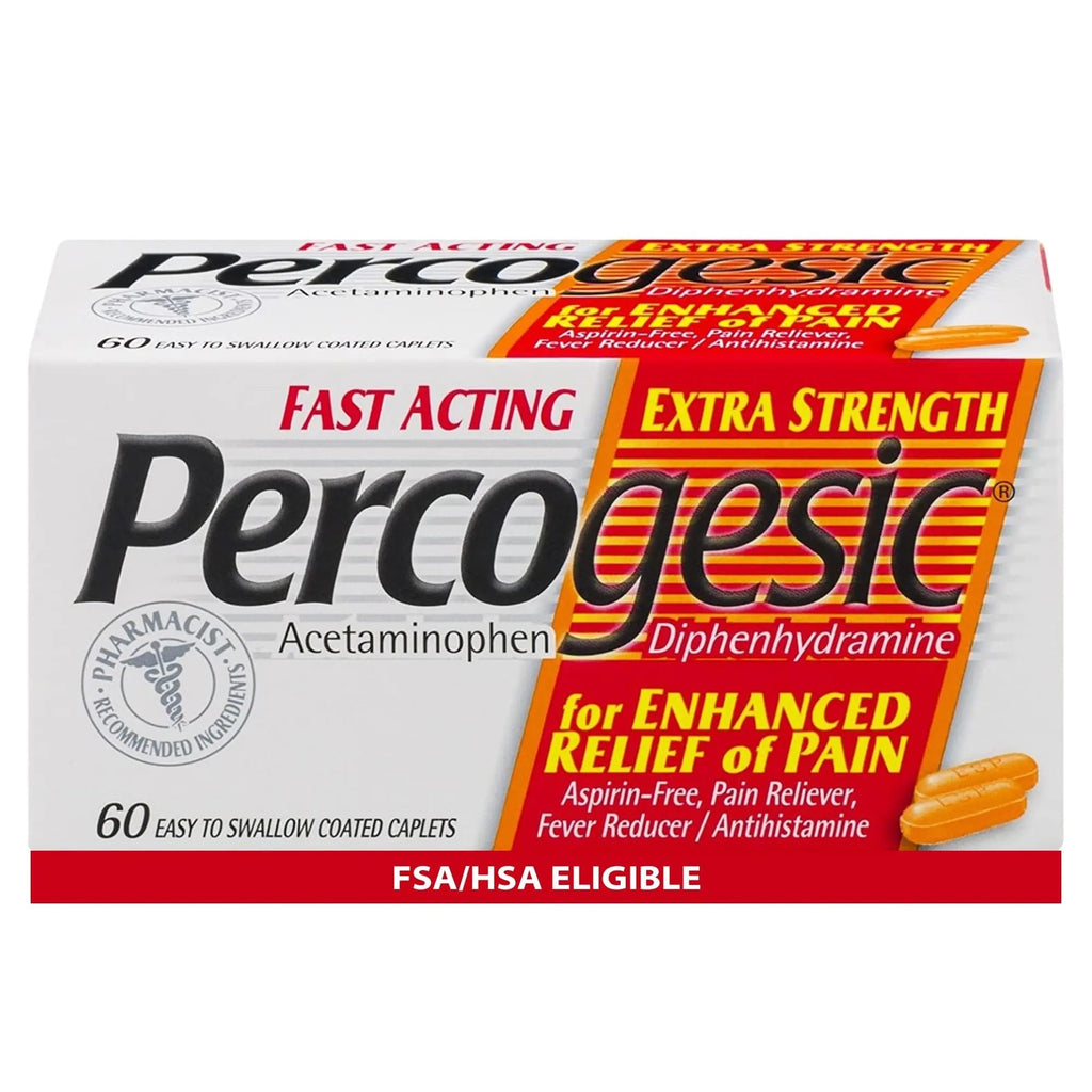 Percogesic Extra Strength Acetaminophen & Diphenhydramine Pain Relief, Fast-Acting Aspirin-Free Fever Reducer & Antihistamine, 60 Count PercogesicBuy Supplements Australia