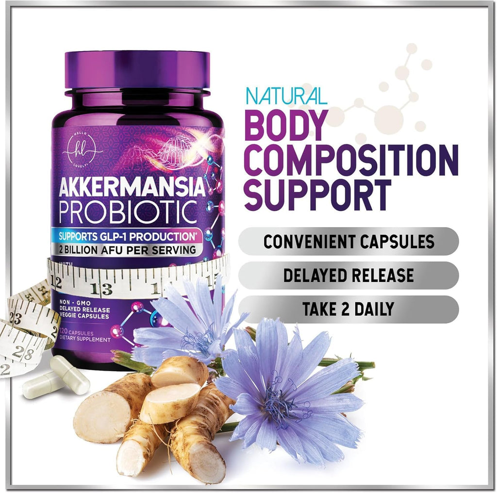 Akkermansia Probiotic - 2 Billion AFU per Serving - Best Strain Production Support with Prebiotic Fiber for Natural Digestive & Gut Health
