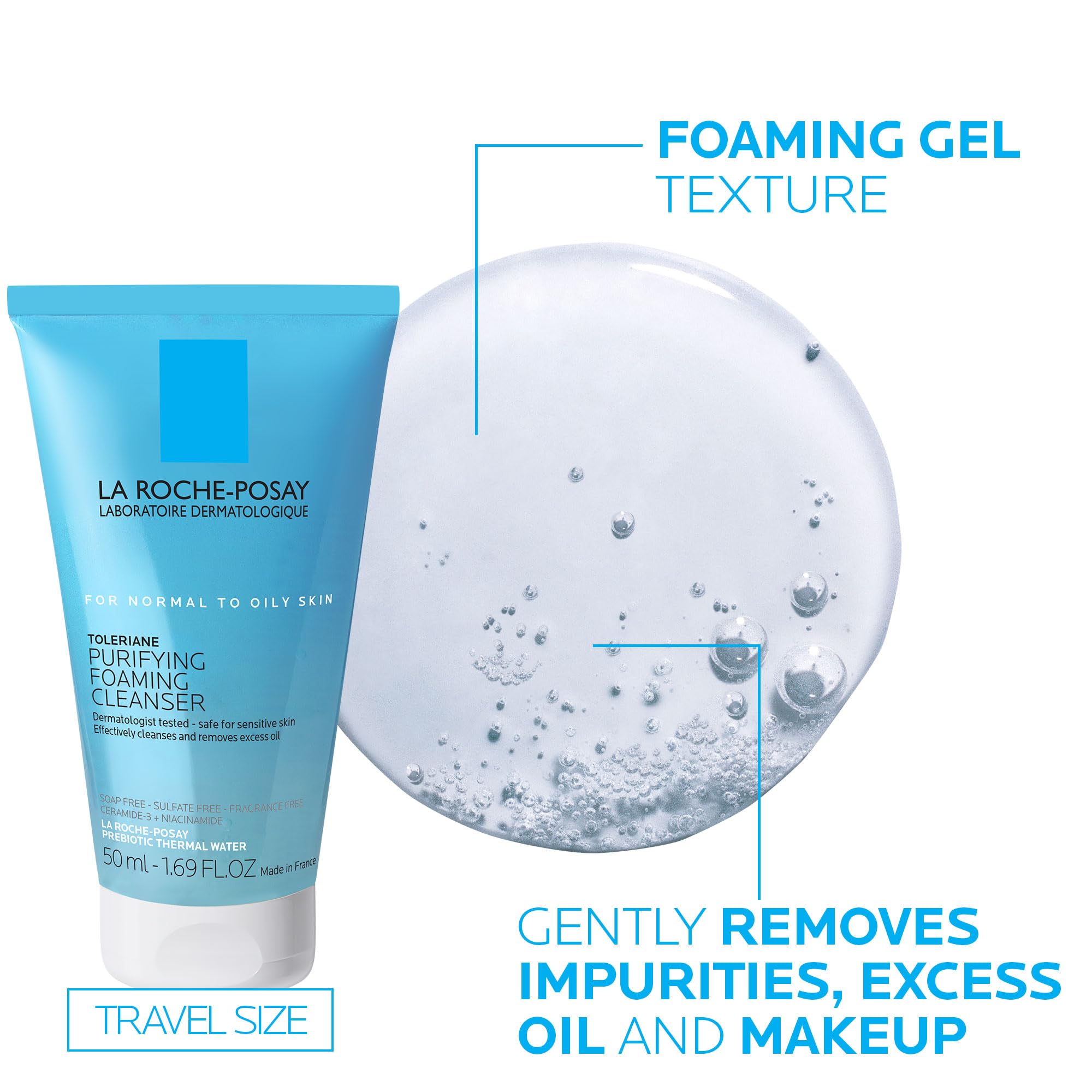 La Roche-Posay Toleraine Skin Care Set, Double Repair Face Moisturizer 100ml & Purifying Foaming Facial Cleanser 50ml, Oil Free Moisturizer & Face Wash For Oily Skin,