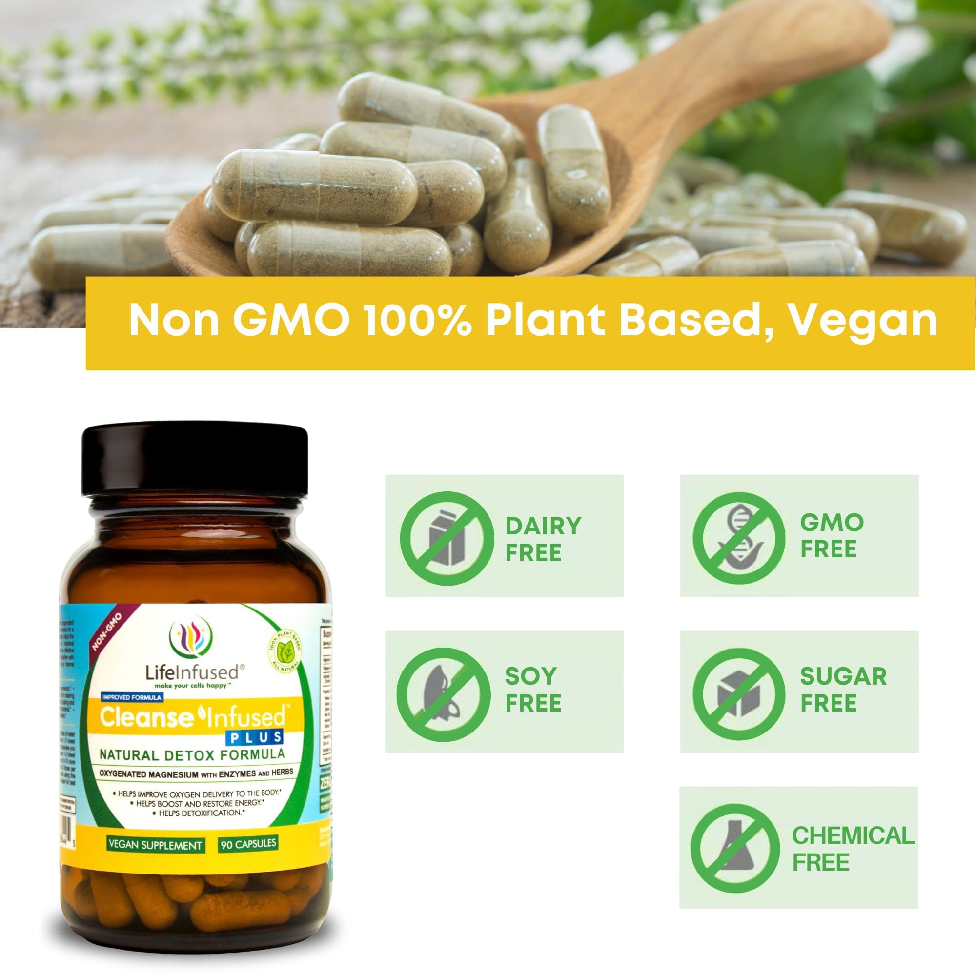 Life Infused Cleanse Infused Plus Digestive Support Supplement – Oxygenated Magnesium with Enzymes & Herbs, Supports Digestive