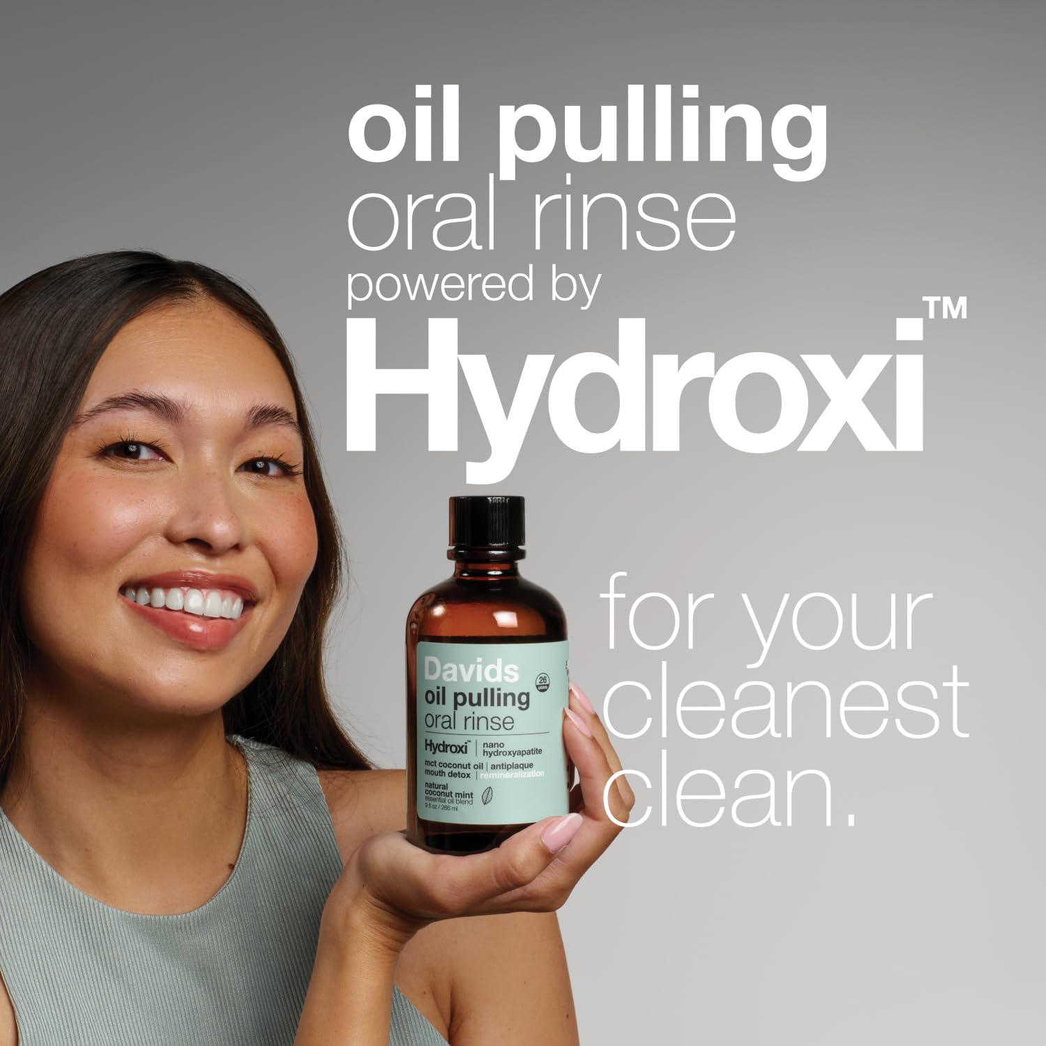 Davids Nano Hydroxyapatite Oil Pulling Oral Rinse Mouthwash, 100% MCT Coconut Oil, Promotes Teeth and Gum Health, Natural Whitening, Essential Oils