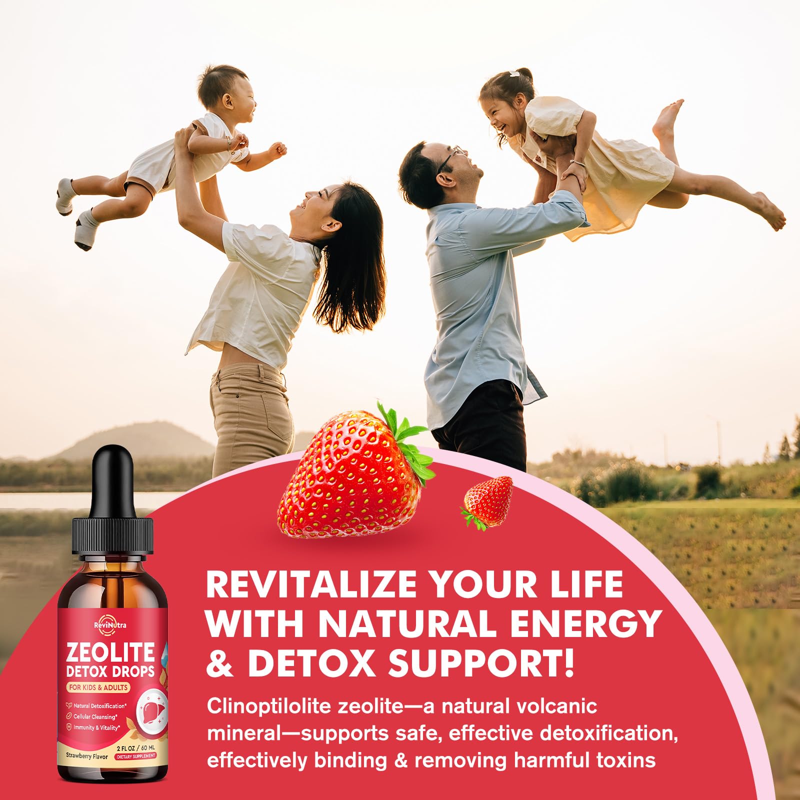 ReviNutra Zeolite Detox for Kids and Adults, Clinoptilolite Zeolite Liquid Drops with Chlorella,