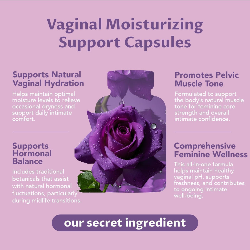 MEGNETA Vaginal Moisturizer, Kacip Fatimah 1,000mg & Manjakni 200mg for Female Health, Slippery Elm for Women, Vegan, 120 Capsules