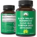 Wormwood Black Walnut Clove Cleanse for Humans. Elimination Detox + Intestinal Support Capsules Supplement for Adults and Kids. Pills with Artichoke