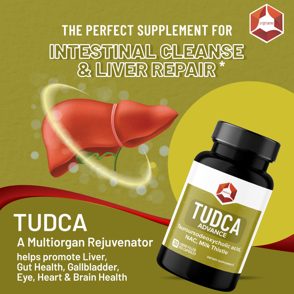 Onpharno TUDCA Advance – 250mg TUDCA, NAC, Milk Thistle, Dandelion, Burdock & Picrorhiza Extract – 30 Liquid-Filled Veg Capsules