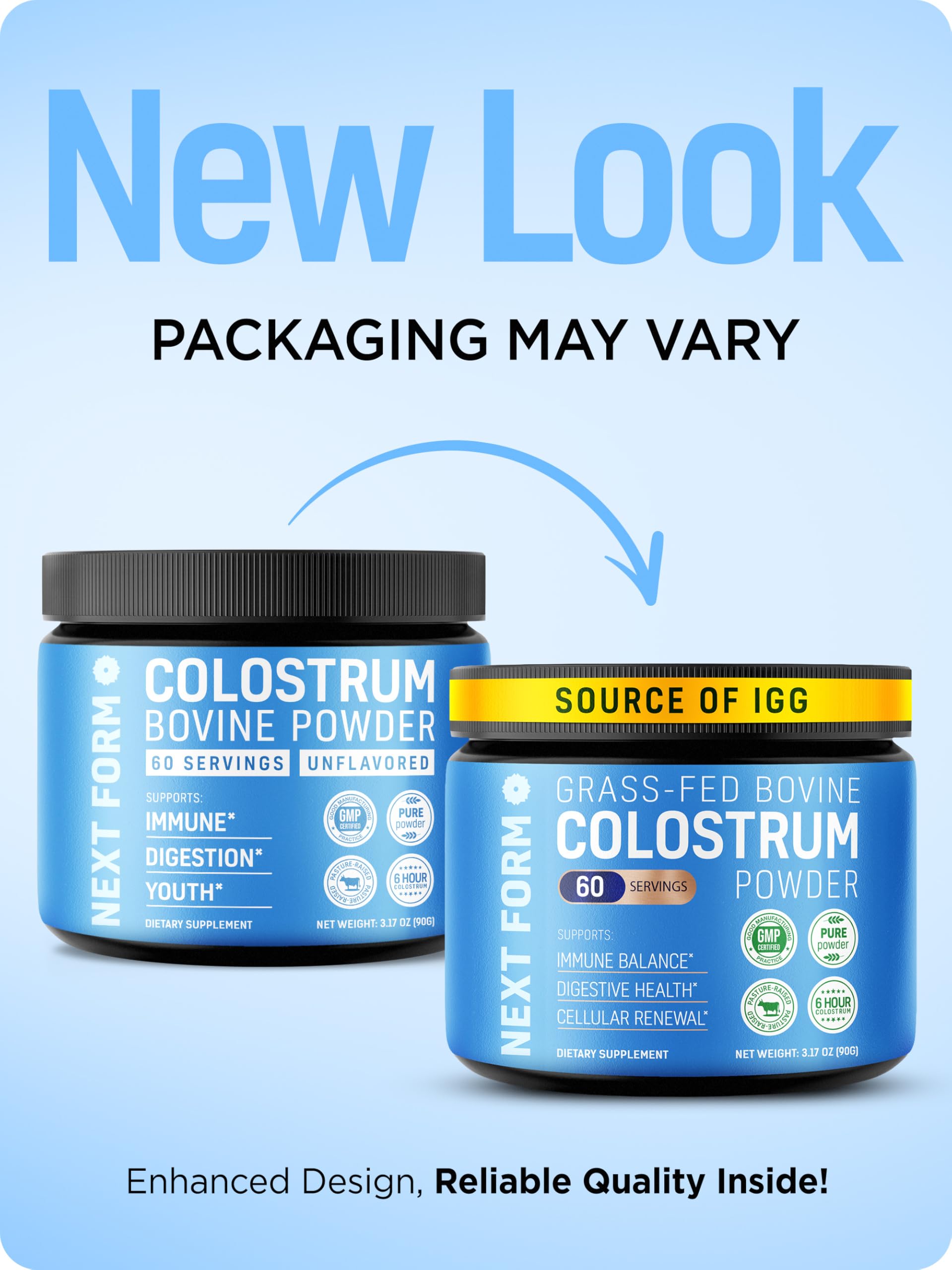 Bovine Colostrum Powder for Women &Men Source of IgG & IgA Grass-Fed, Pure Bovine Colostrum for Gut Health, Immune Support, Muscle Recovery & Wellness, Unflavored
