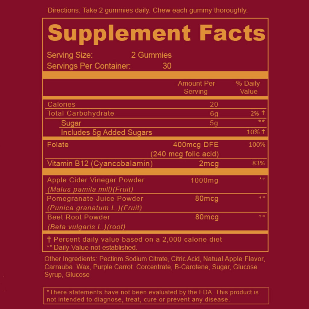 WEEM Apple Cider Vinegar Gummies - Natural, Vegan ACV with Folic Acid- Gluten Free - Vitamin B12 - Premium Detox & Weight Supplement-