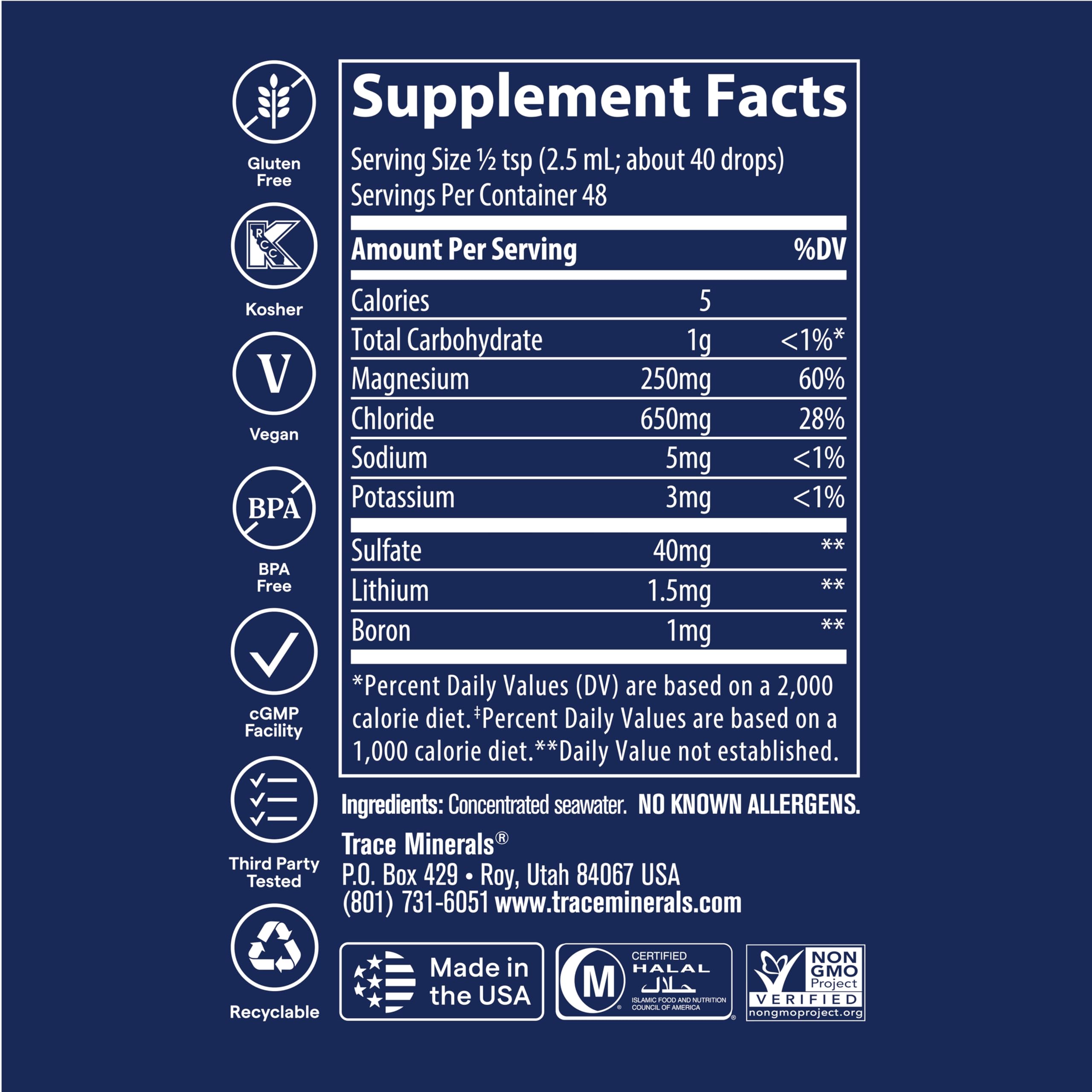 Trace Minerals ConcenTrace Trace Mineral Drops | Supports Energy, Digestion, Bone Health & Hydration, 70+ Ionic w/Magnesium, Chloride & Potassium