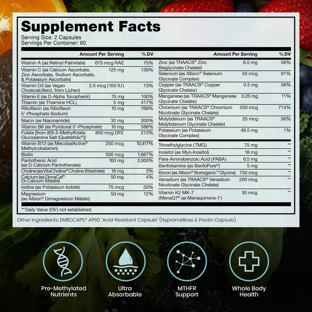 Pure Therapro Rx Methylated Multivitamin for Men and Women | Made in USA | Methyl Multi Without Iron Methyl B12 & Methylfolate | 120 Capsules, 2-Month Supply Pure Therapro RxBuy Supplements Australia