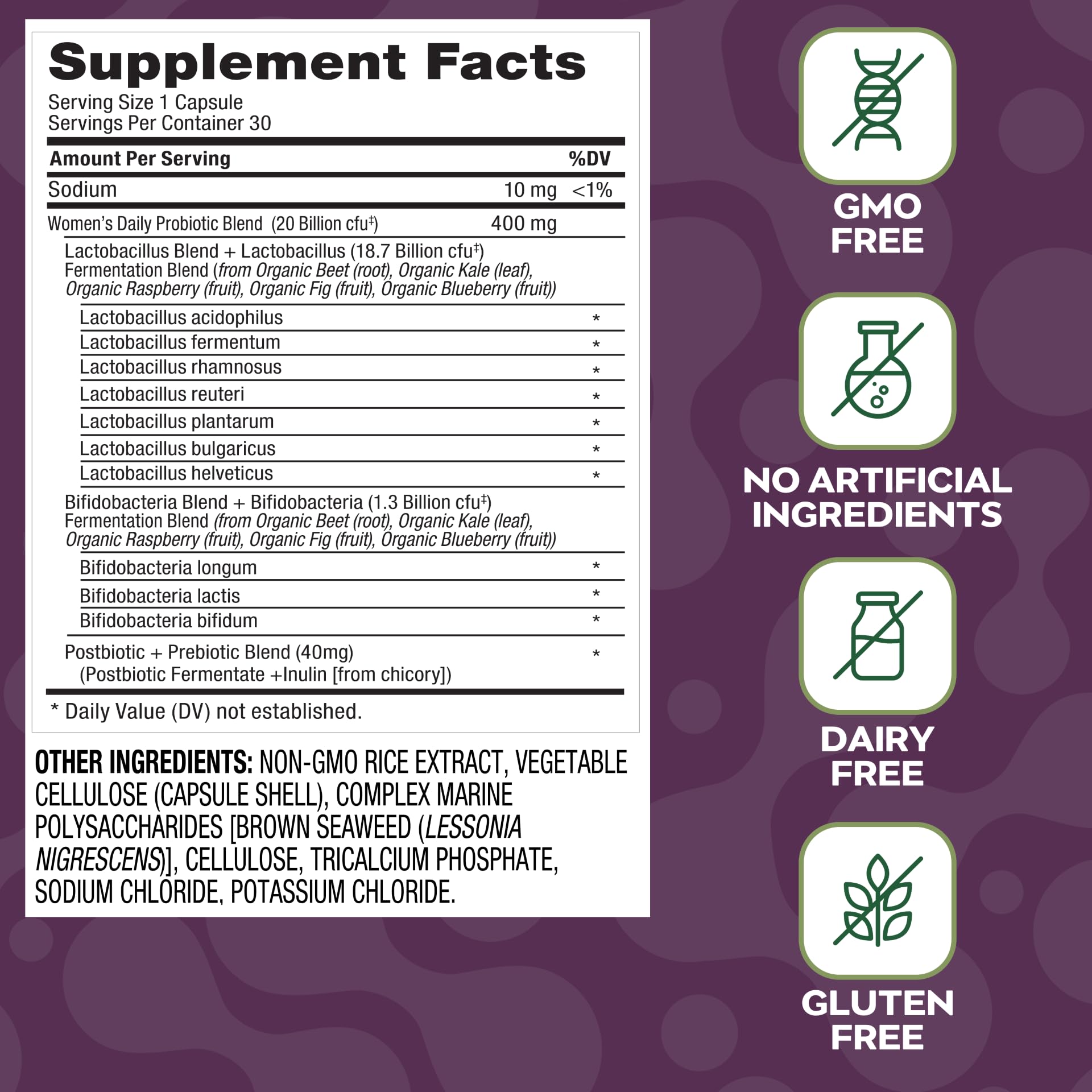 Social Naturals Women's Probiotic for Total Body Balance | 12 Strains with Lactobacillus & Bifidobacteria | Digestive, Vaginal & Immune Support | 20 Billion CFU | Vegan