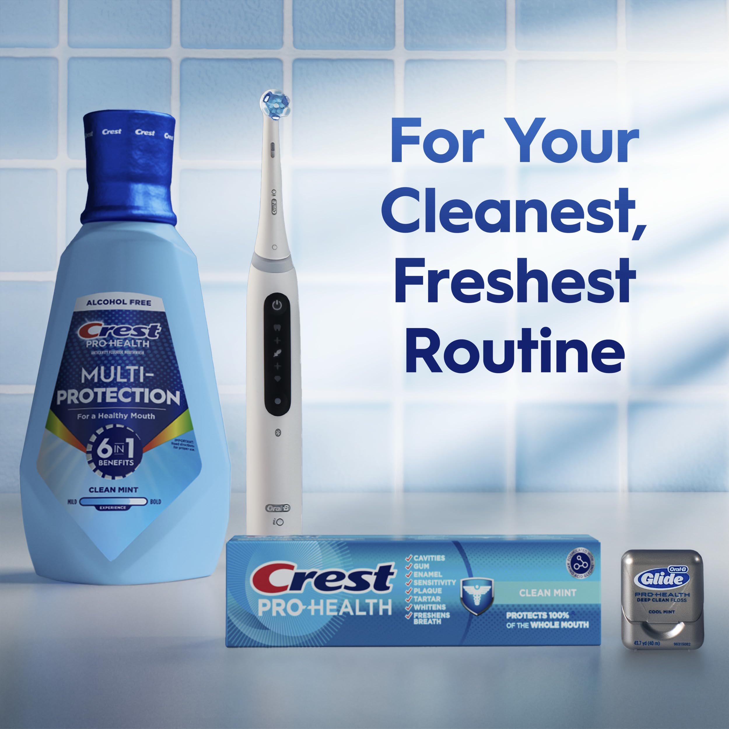 Crest Mouthwash Pro Health Multi-Protection, 1L, 2 Pack, 6-in-1 Benefits, Alcohol Free, Enamel Repair, Breath Freshener, Anti Cavity, Fluoride mouthwash, Bad Breath Treatment
