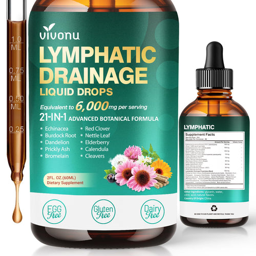 21-in-1 Lymphatic Drainage Drops for Liposomal, Immune & Lymph System Support Supplement for Women & Men with Echinacea, Dandelion, Burdock, Bromelain, Calendula, Turmeric & More, 2 FL OZ VivoNu buy supplements Au