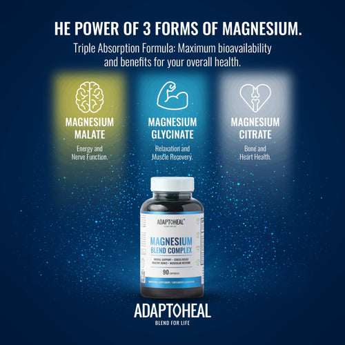 ADAPTOHEAL Magnesium Complex – Glycinate, Malate & Citrate with Vitamin B6, Sleep Support, Stress Relief, Muscle Relaxation, Nervous System Support – 90 Capsules ADAPTOHEAL buy supplements Au