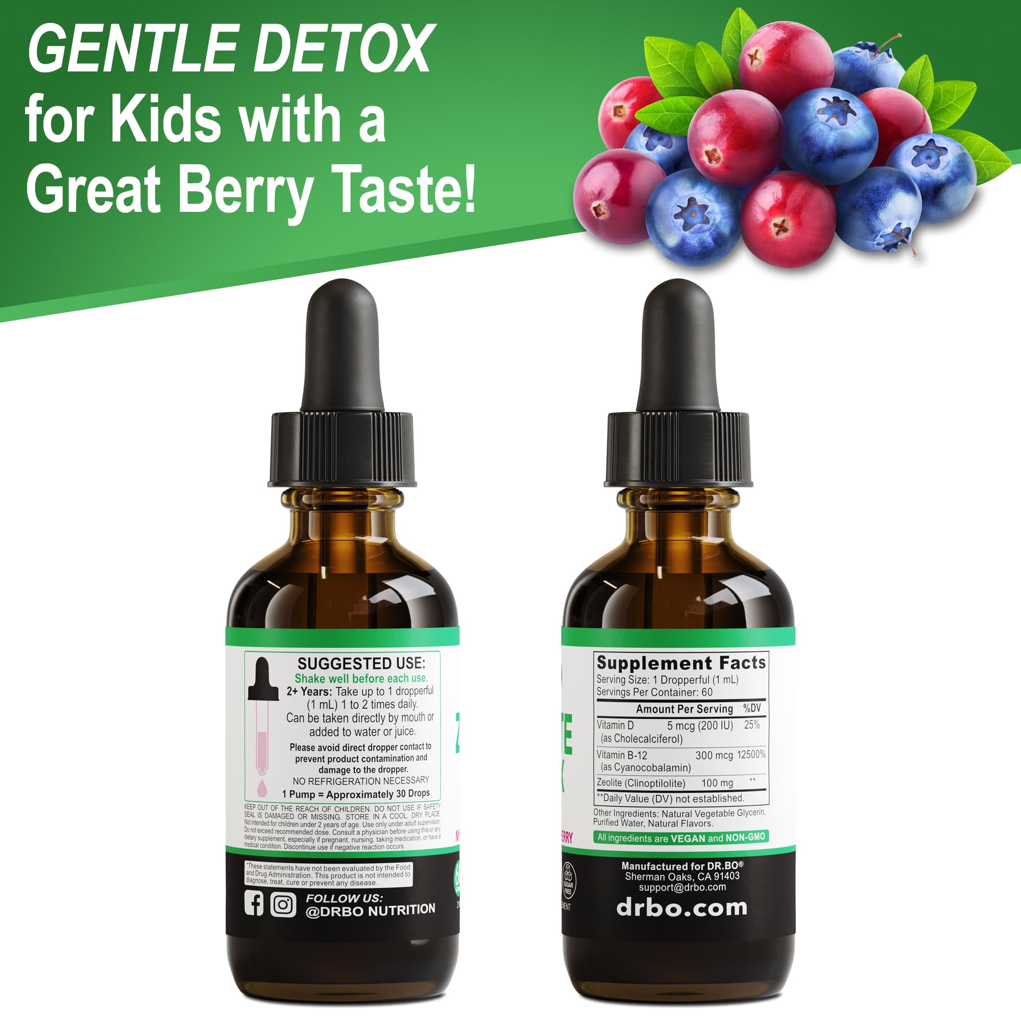 Zeolite Detox for Kids Liquid Drops - Advanced Clinoptilolite with Pure Vitamins B12 & D - Kids Gentle Body Daily Cleanse Focus & Speech Extra Clinoptilolite Zeolite