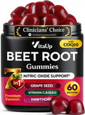 VitaUp Beet Root Gummies – Beetroot Gummies with CoQ10, Grape Seed, Vitamin C, B12 & B3 – Nitric Oxide Gummies for Circulation Support – Beet Supplement for Energy